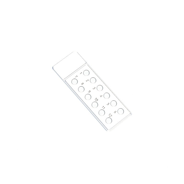 Portaobjetos para Inmunofluorescencia con 12 Pocillos - Caja x 50 Unidades