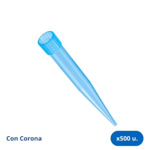 Tips Azules 200-1000 µl con Corona - Bolsa x 500 Unidades