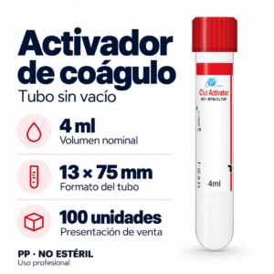 Tubo sin vacío activador de coágulo 4 ml LABZ — ficha: volumen, medida y presentación