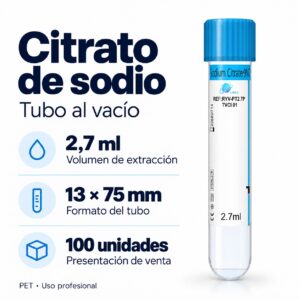 Tubo al vacío citrato de sodio 2,7 ml LABZ — ficha: volumen, medida y presentación