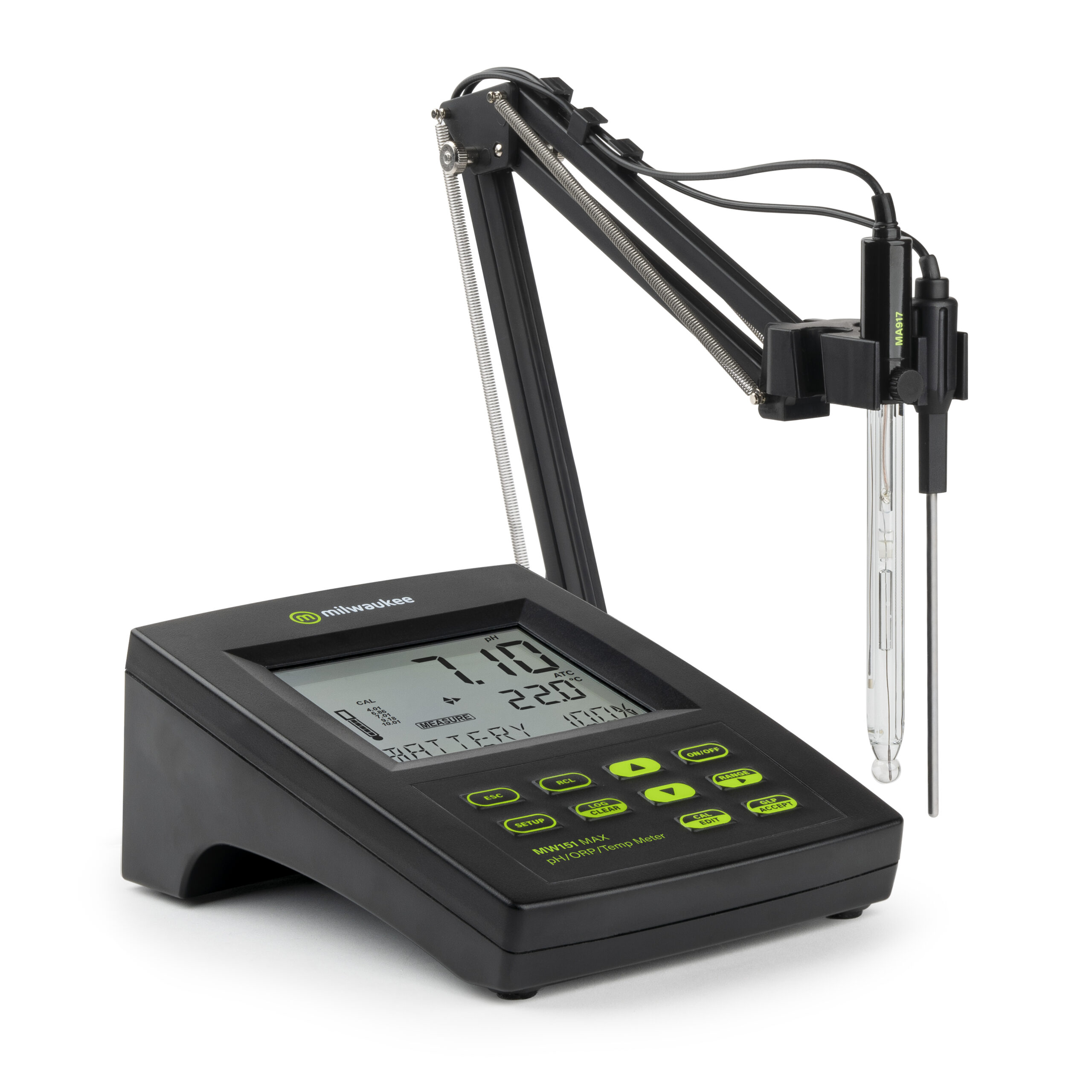 pHmetro de Mesada pH/ORP/Temperatura MW151 MILWAUKEE, ±0,002 pH, 5 puntos, registro 1.000 datos, USB