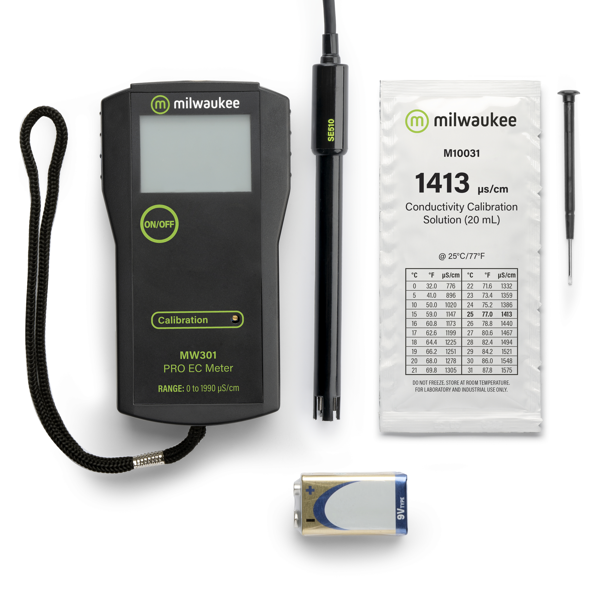 Conductímetro Portátil MW301 MILWAUKEE, 0 a 1.990 µS/cm, ATC, sonda SE510 con cable de 1 m - Imagen 2