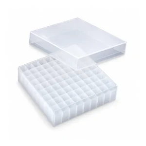 Caja para criotubos de 1,8 ml con 81 posiciones — abierta