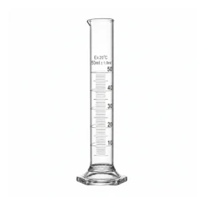 Probeta de vidrio50ml con base hexagonal de vidrio: vacio