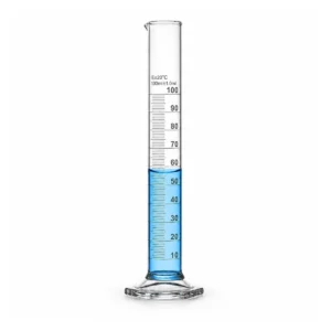 Probeta de vidrio de100 ml con base hexagonal de vidrio — portada