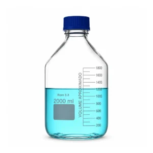 Botella de vidrio para reactivos de2000 ml con tapaGL45 azul â€” portada-color