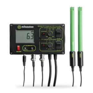 Controlador de pH y ORP MC125 MILWAUKEE, 2 en 1, set point 4-8 pH y -200 a 600 mV, dos relés de dosificación