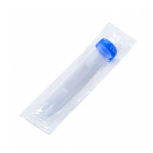 Tubo conico esteril de15ml en sobre individual, tapa azul.